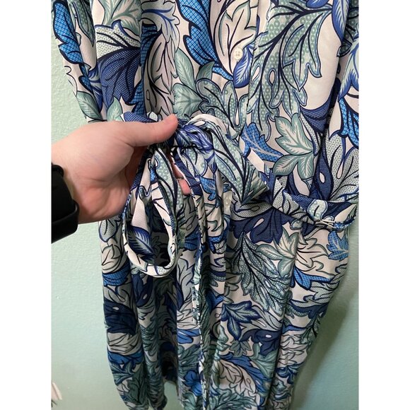 Lane Bryant Women's Plus Size Blue Pattern Midi Dress with Belt Size 24 - Picture 5 of 11